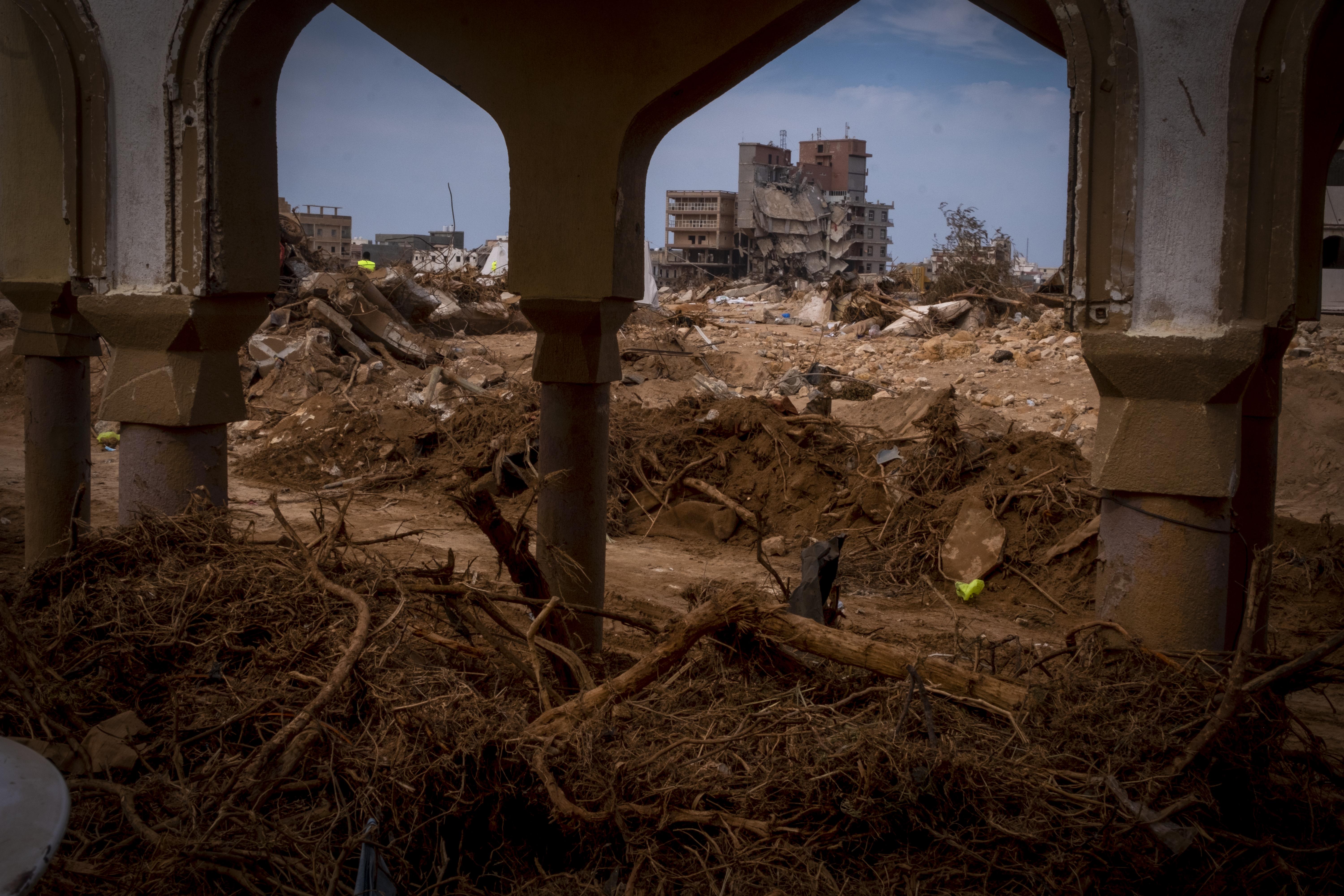 Destruction in Derna, Libya, caused by floods. 