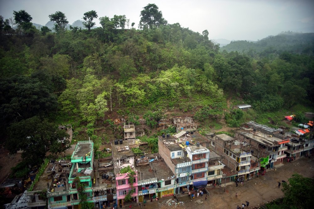 Aerial view of Arughat Bazaar, Gorkha District, Nepal. Photo: Brian Sokol