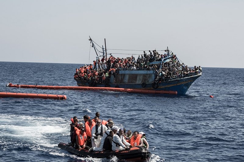 06 August 2015 the MSF Search & Rescue boat Bourbon Argos engaged in a complicated and tense rescue operation of a vessel in visible distress crammed with 613 passengers. Photo: Christophe Stramba