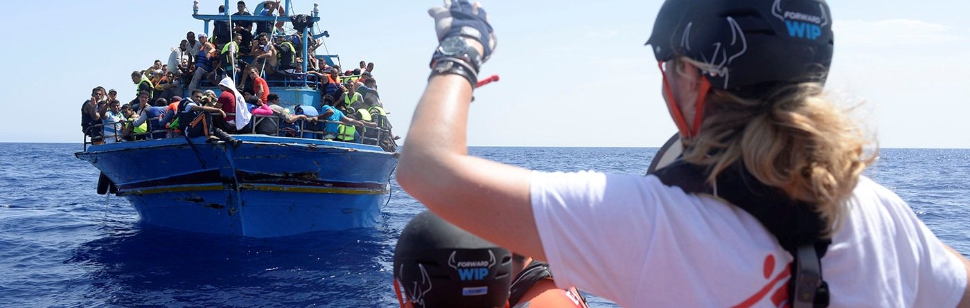 26th August 2015. A boat containing approximately 650 people is rescued in the Mediterranean Sea by the Bourbon Argos and taken to Sicily, Italy. Photo: Francesco Zizola