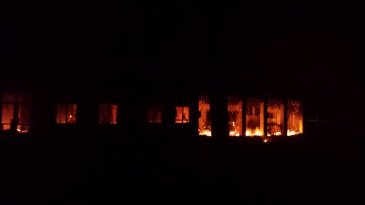 Fire at MSF's Kunduz hospital following the bombing. Photo: MSF