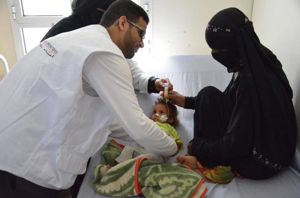 A young child is treated at Médecins Sans Frontières' hospital in Al-Salam Hospital in Khamer, Yemen. Photo: Malak Shaher/MSF