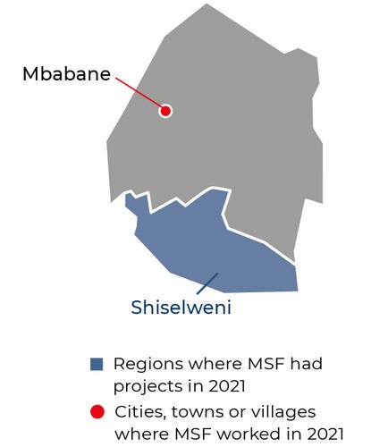 MSF, Doctors without borders,Map of Eswatini