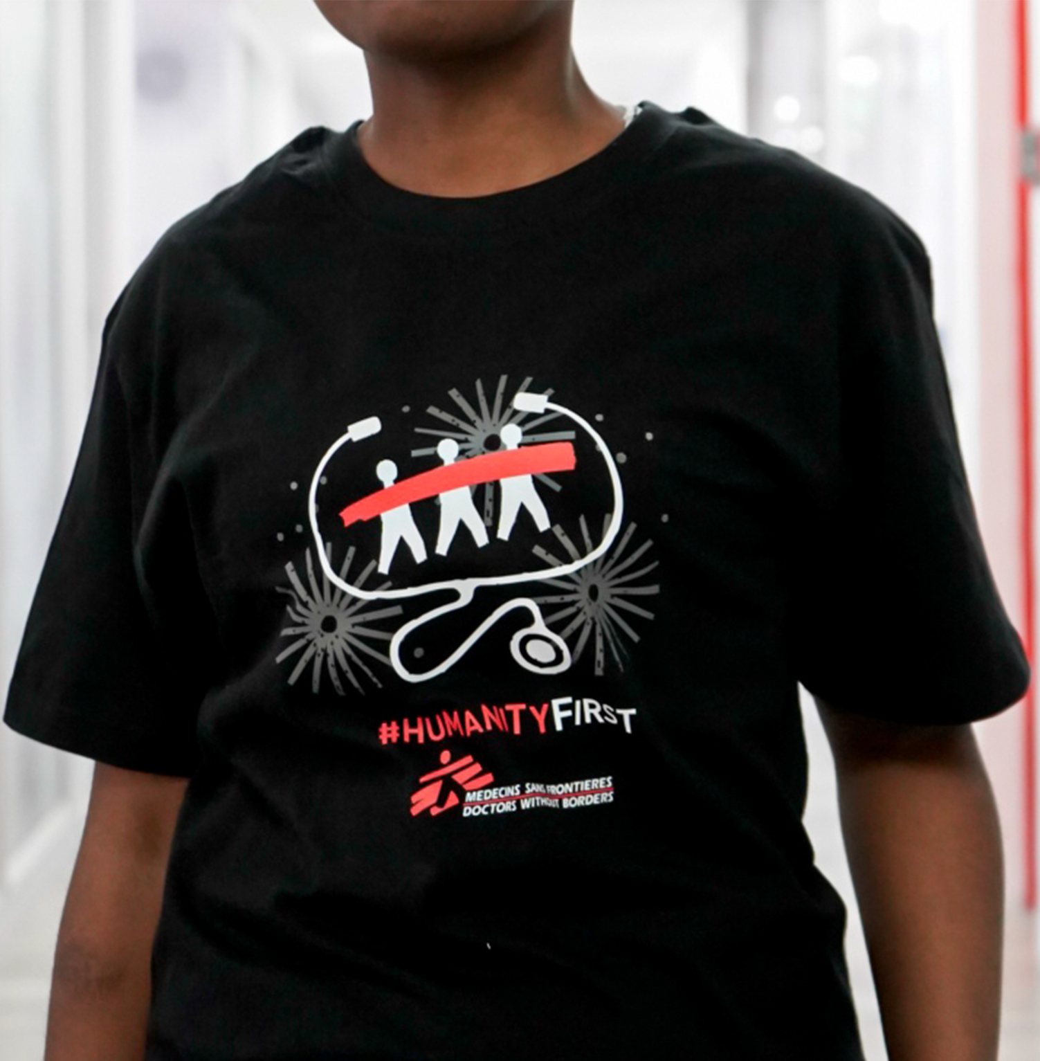 MSF Stethoscope round-neck T-shirt black-front