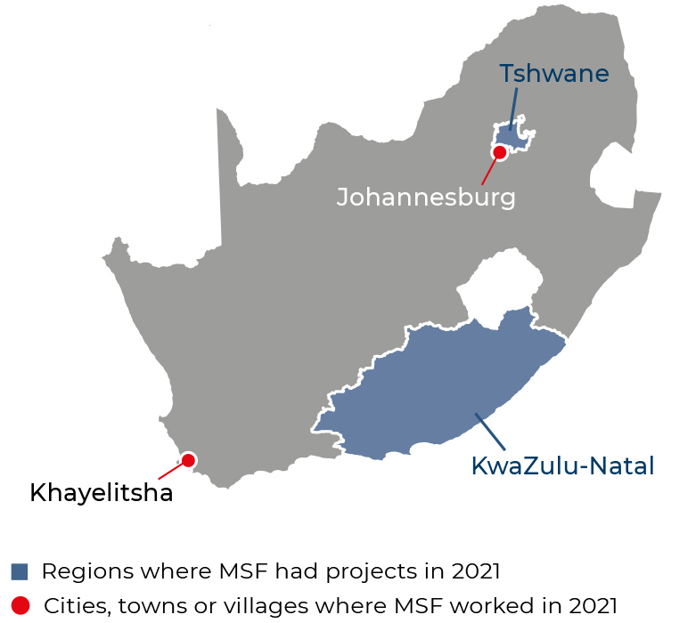 MSF, Doctors Without Borders, Activities in South Africa in 2021