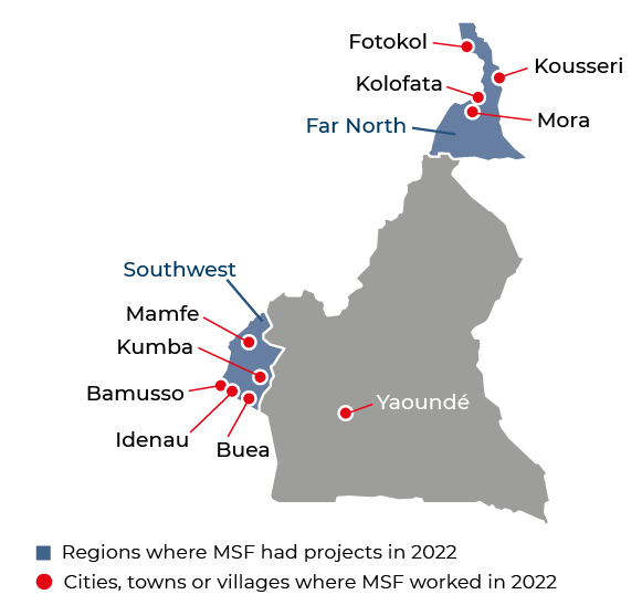 MSF Cameroon International Activity Report Map for 2022