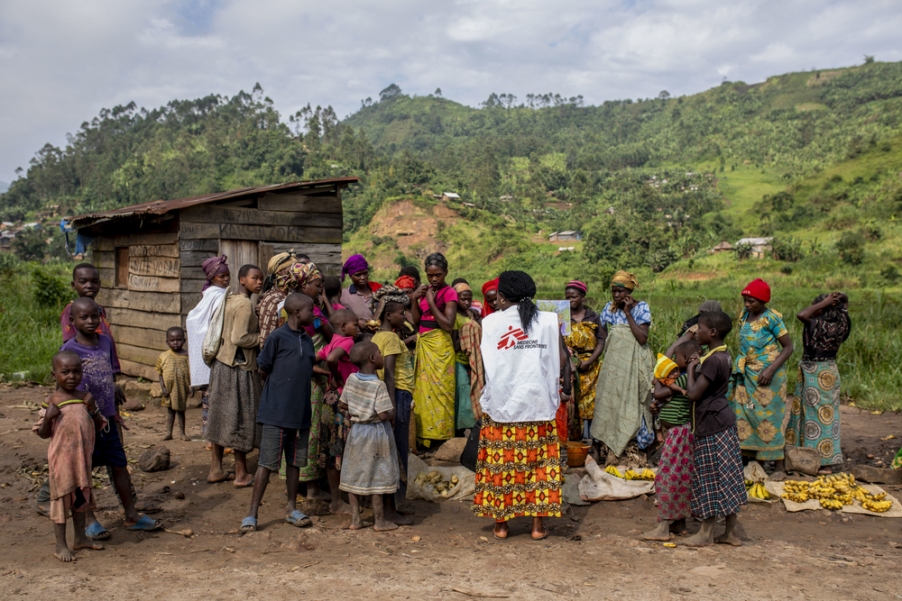MSF Health Promotion team raising awareness about malaria, cholera and sexual violence