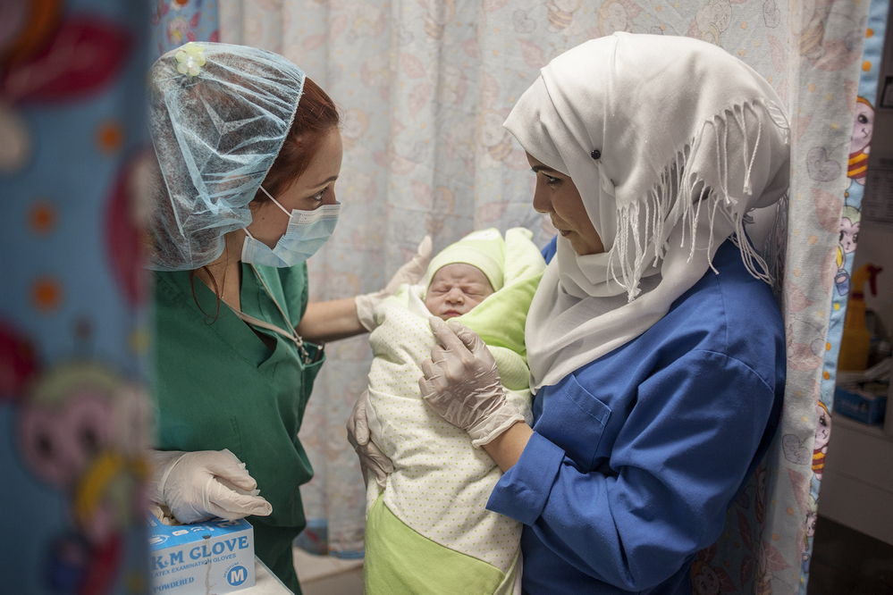 A picture of baby Alaa who was just born at the MSF Birth centre in Rafik Hariri university hospital