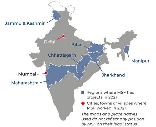 MSF, Doctors without borders, India, Map