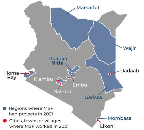 MSF, Doctors without borders, Map of Kenya