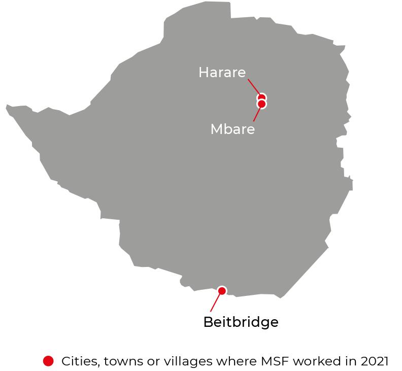 MSF, Doctors without Borders, Zimbabwe Map
