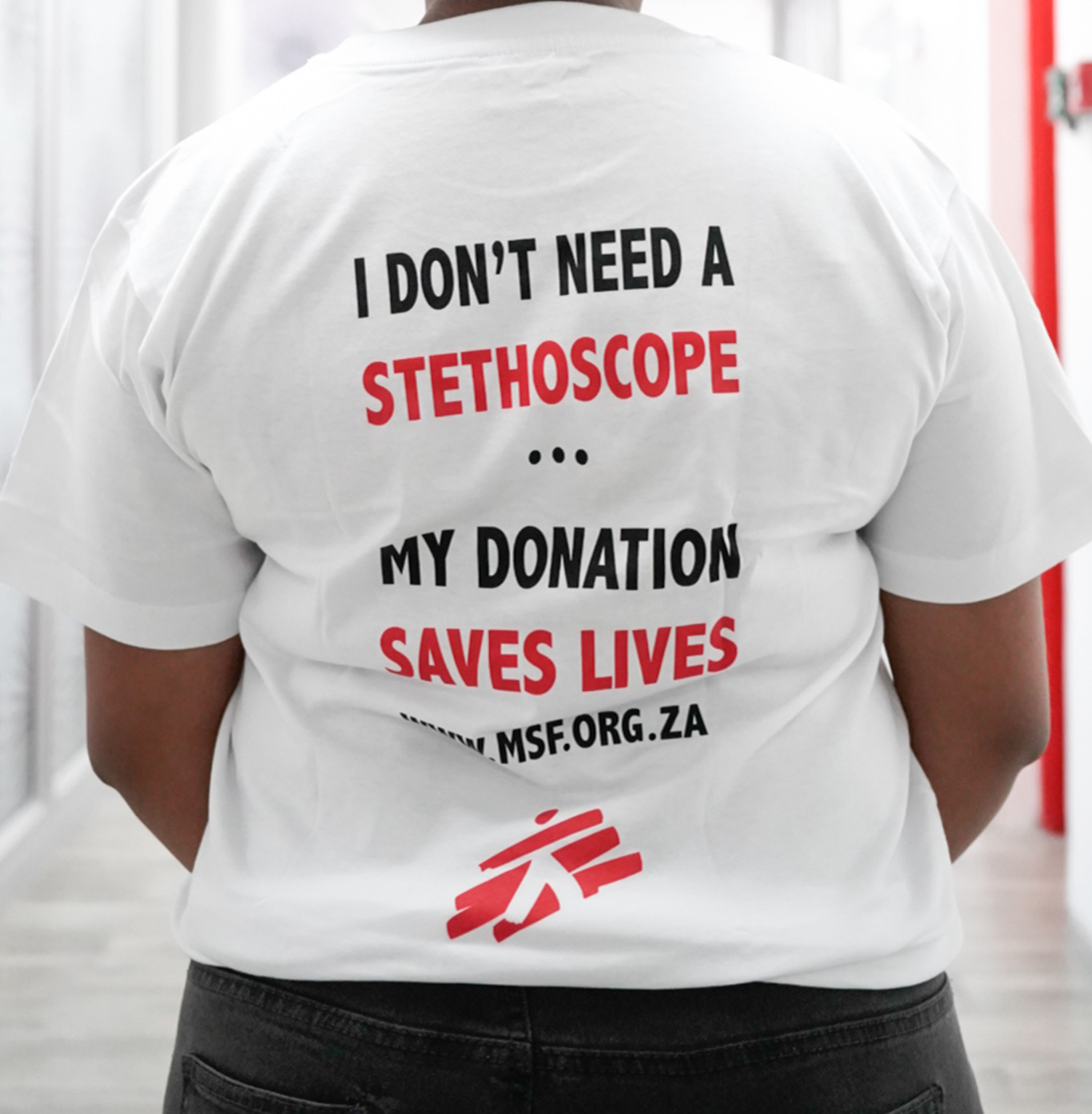 MSF Stethoscope White T-shirt (Back)