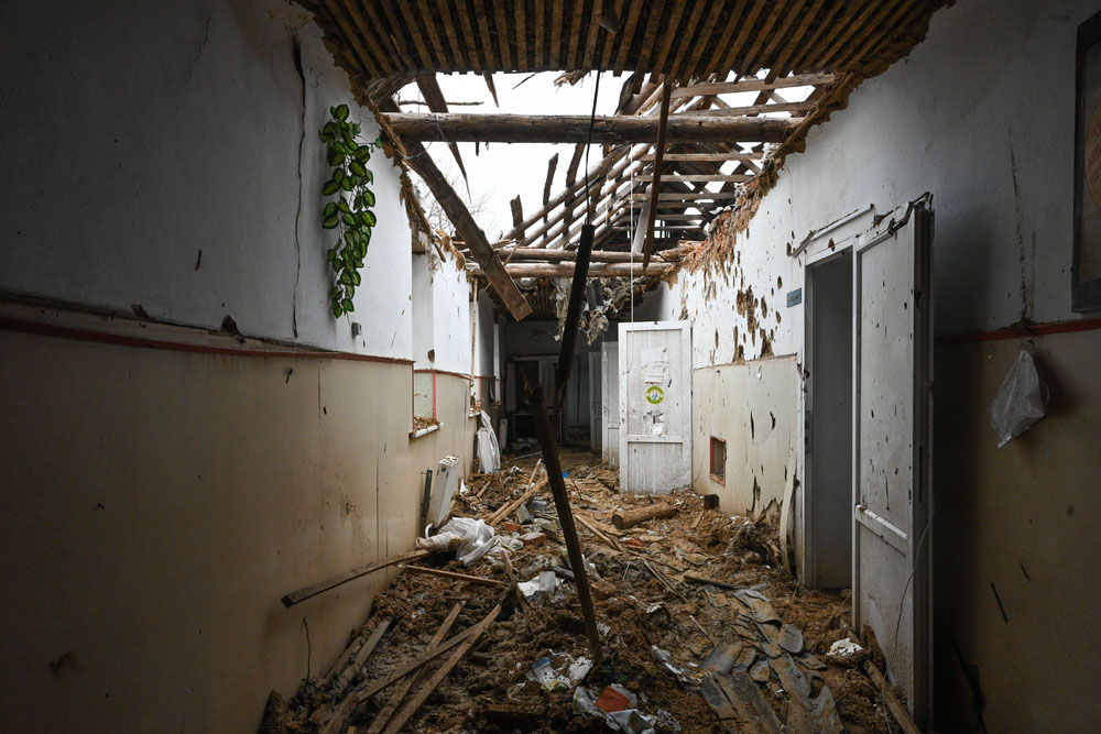 Medical and health aid centre in Davydiv Brid village, Kherson Oblast that was destroyed.