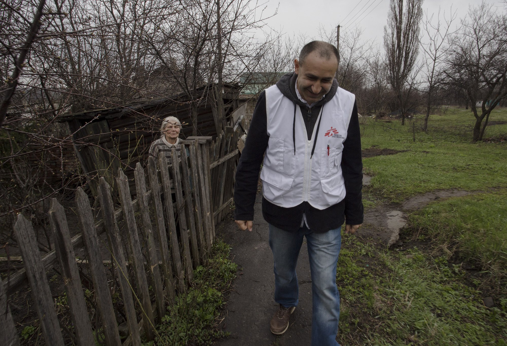 Dr Wael Kilani in a consultation in a small town south-east of Donetsk. Photo: Andrea Ciocca