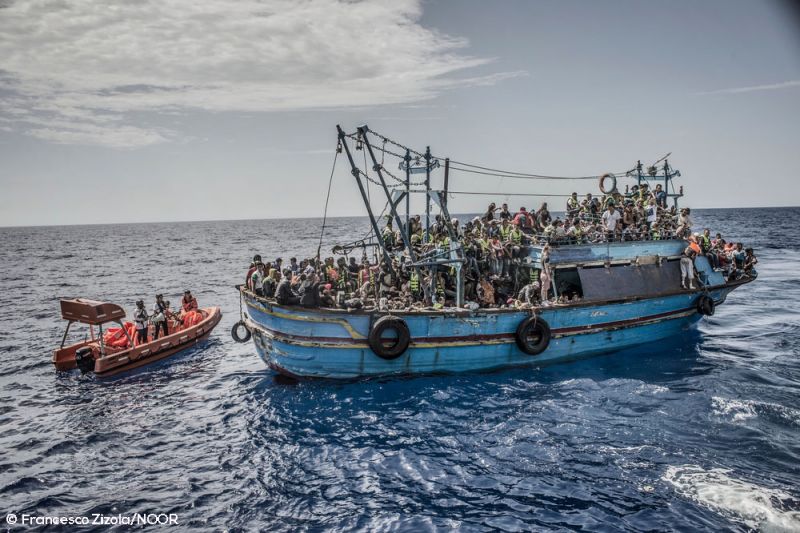 26th August 2015. A boat containing approximately 650 people is rescued in the Mediterranean Sea by the Bourbon Argos and taken to Sicily, Italy.