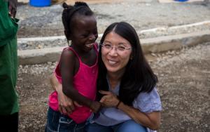 Joanne Liu, Brice and Bertrand visiting ELWA3, Liberia, Nov 2014