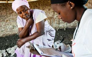 Nelisiwe Ziqugu, Community Health Agent, doing door to door HIV testing. KwaZulu Natal, South Africa.