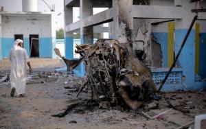 Abs hospital airstrike aftermath, Hajjah, Yemen
