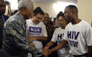 Nelson Mandela visiting MSF projects in Khayelitsha, South Africa.