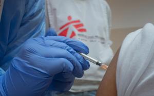 MSF nurse gives COVID-19 vaccination at an Elderly Nursing Home In Chlifa Baalbak, Lebanon. Vaccines are supplied by MoPH. 