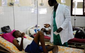 A doctor checking on an Advanced HIV patient in Bangui