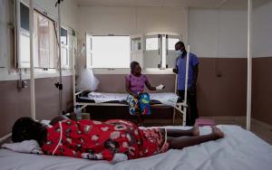 A picture of France getting her check up in SICA hospital