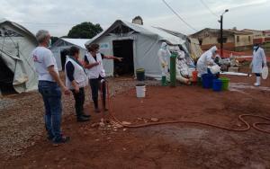 Image of a cholera treatment centre in Mozambique. Cholera training. 