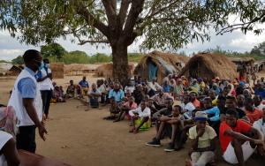 A picture of people awaiting treatment in Cabo Delgado