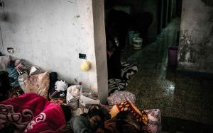 Women detained at female-only Sorman detention centre, around 60km west of Tripoli, Libya. Detainees receive irregular rations that are distributed once or twice day if not at all.
