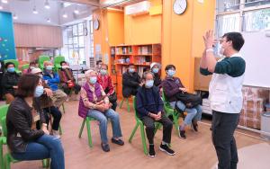 The MSF team is conducting a health education session with elderly in Hong Kong on the importance of prevention measures, such as frequent hand washing, to avoid infection with the COVID-19. 