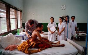 Savannakhet, Laos, 21- 2A patient in MSF Switzerland HIV/Aids program in Savannakhet Provincial Hospital, is being examined by MSF Dr. Ahmed Hassani. 
