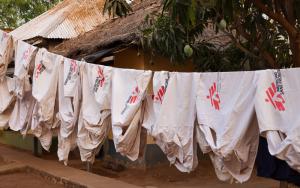 MSF vest drying on a clothesline inside Aweil project base