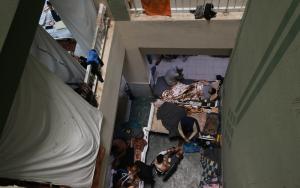 Image of an overcrowded hospital in Khan Younis, Gaza, as IDF steps up with bombardment. 
