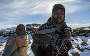 Two Lesotho men on the way to Semonkong, Lesotho. 