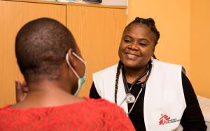 MSF staff consulting a patient in Michael Mapongwane Communiyu Health Centre