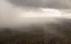 Aerial view of travel by helicopter from Macomia to Pemba, in Cabo Delgado,Mozambique.