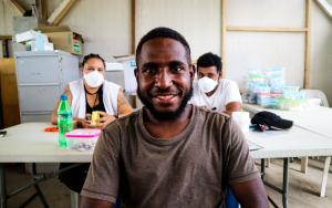 A patient collecting his medication at an MSF clinic in Papua New Guinea