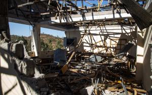 A picture of a destroyed classroom at Tsegay Berhe school in Adwa, central Tigray.