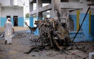 Abs hospital airstrike aftermath, Hajjah, Yemen