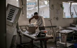 Abs hospital airstrike aftermath, Hajjah, Yemen