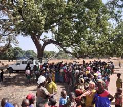 Doctors Without Borders emergency response team carrying out measles vaccinations for children in Beboto in Chad.