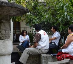 MSF IEC team meeting in Zona 1 health center.