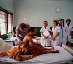 Savannakhet, Laos, 21- 2A patient in MSF Switzerland HIV/Aids program in Savannakhet Provincial Hospital, is being examined by MSF Dr. Ahmed Hassani. 