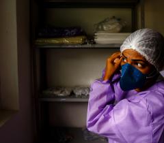 MSF healthworker wearing personal protective equipment