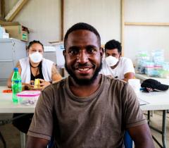 A patient collecting his medication at an MSF clinic in Papua New Guinea