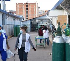 MSF teams providing care to COVID patients in Antonio Lorena hospital, Cusco, Peru.