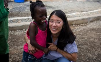 Joanne Liu, Brice and Bertrand visiting ELWA3, Liberia, Nov 2014