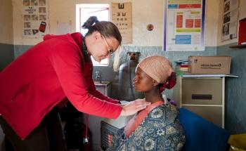 Mamotsieleli Molofotsane with Dr Sylvie Jonckheere at MSF supported health center, Ha Seng, Lesotho