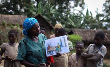 Dosabe Mbantegheis, 38 years old is a community counselor working with MSF health promoter staff to encourage the effective use of contraception and counseling for family planning in rural communities in Masisi territory.