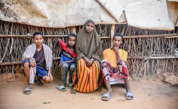 Hawa Hassan Bule, 35 years old, is with some of her children. She has lived in the Dagahaley refugee camp in since she was a child. 